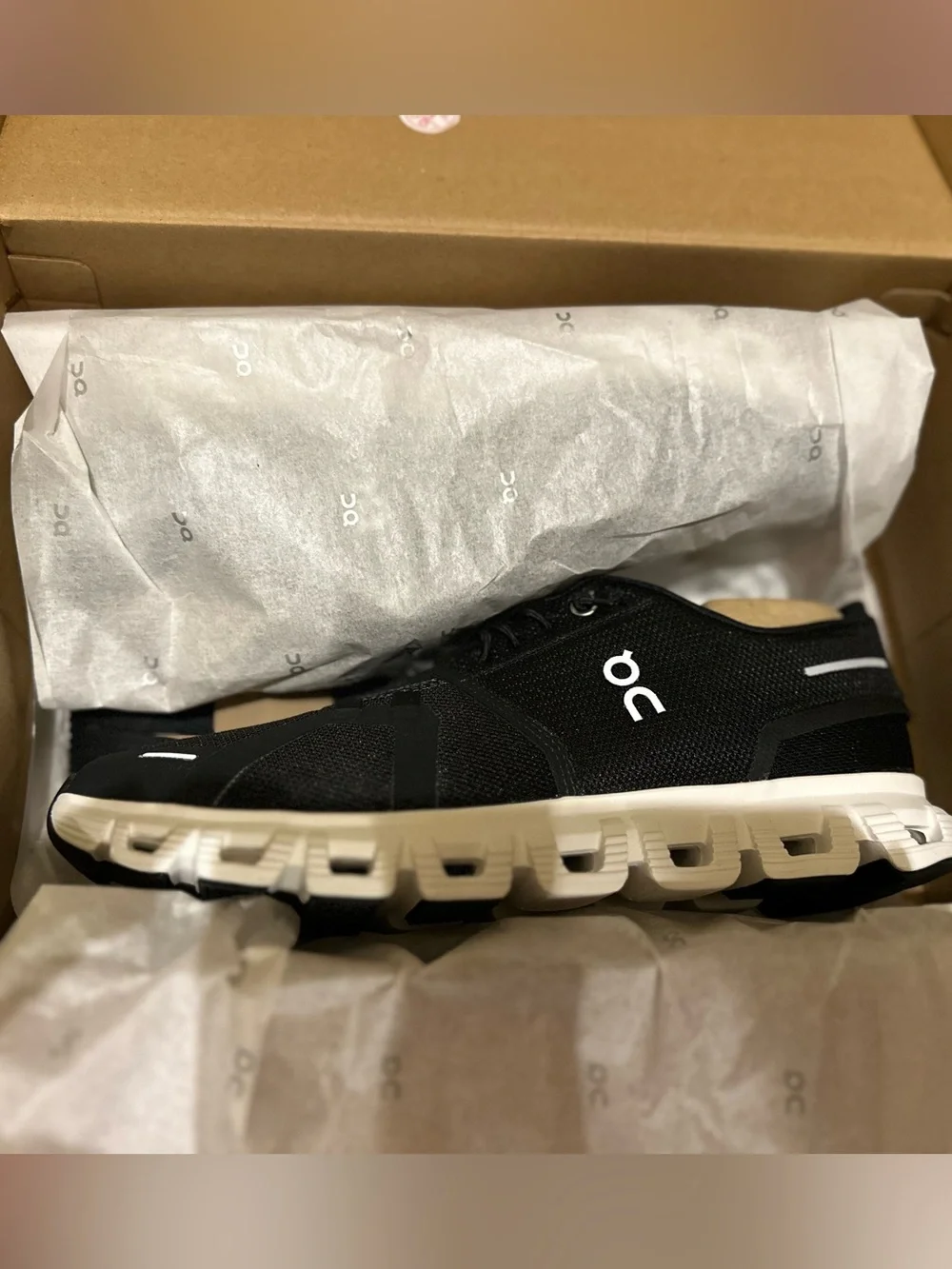 On Running Shoe Box in Beige with Gold Logo
